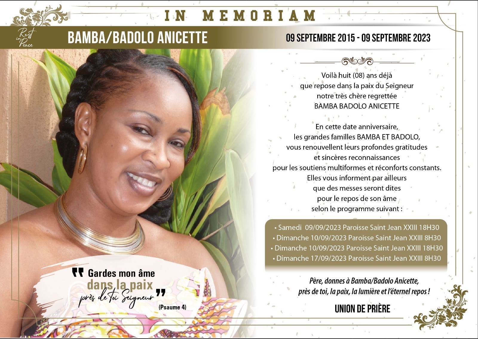 In memoria : Bamba/Badolo Anicette