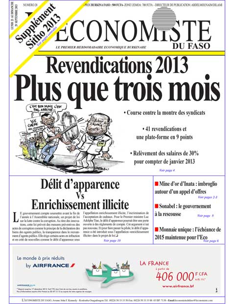 L’Economiste du Faso n° 28 du 23 septembre 2013