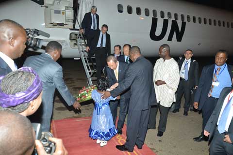 Tournée du secrétaire général de l’ONU au Sahel : Ban Ki-moon accueilli à  Ouaga par le Premier ministre Tiao