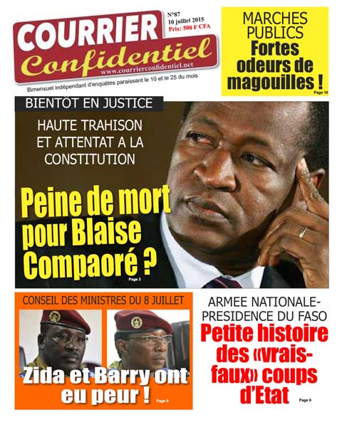 Et voici Courrier confidentiel N° 87 ! (Disponible chez les revendeurs de journaux au Burkina Faso).
