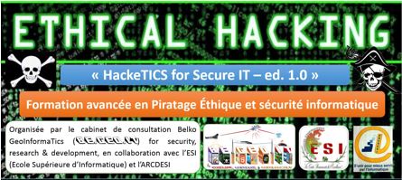 « HackeTICS for Secure IT - 1.0 » :   Formation avancée en Piratage Éthique et sécurité informatique